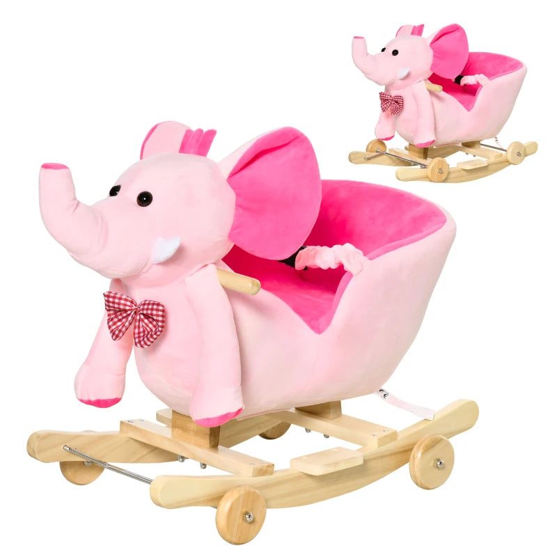 HOMCOM  Children’s Rocking Elephant - Pink  | TJ Hughes