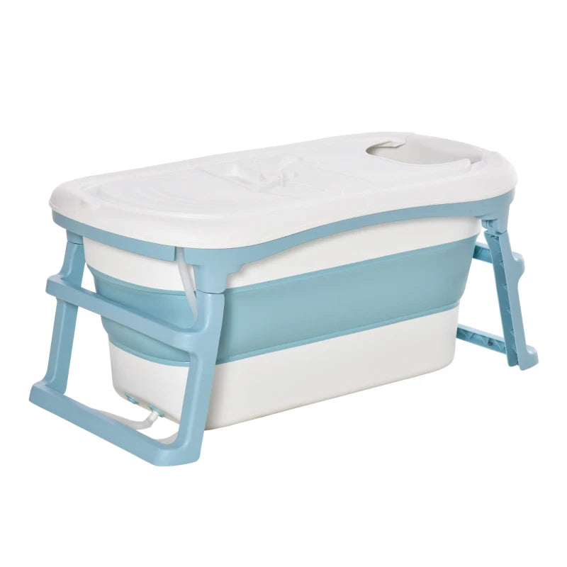 HOMCOM Baby Bath Tub Collapsible with Cover - Blue  | TJ Hughes