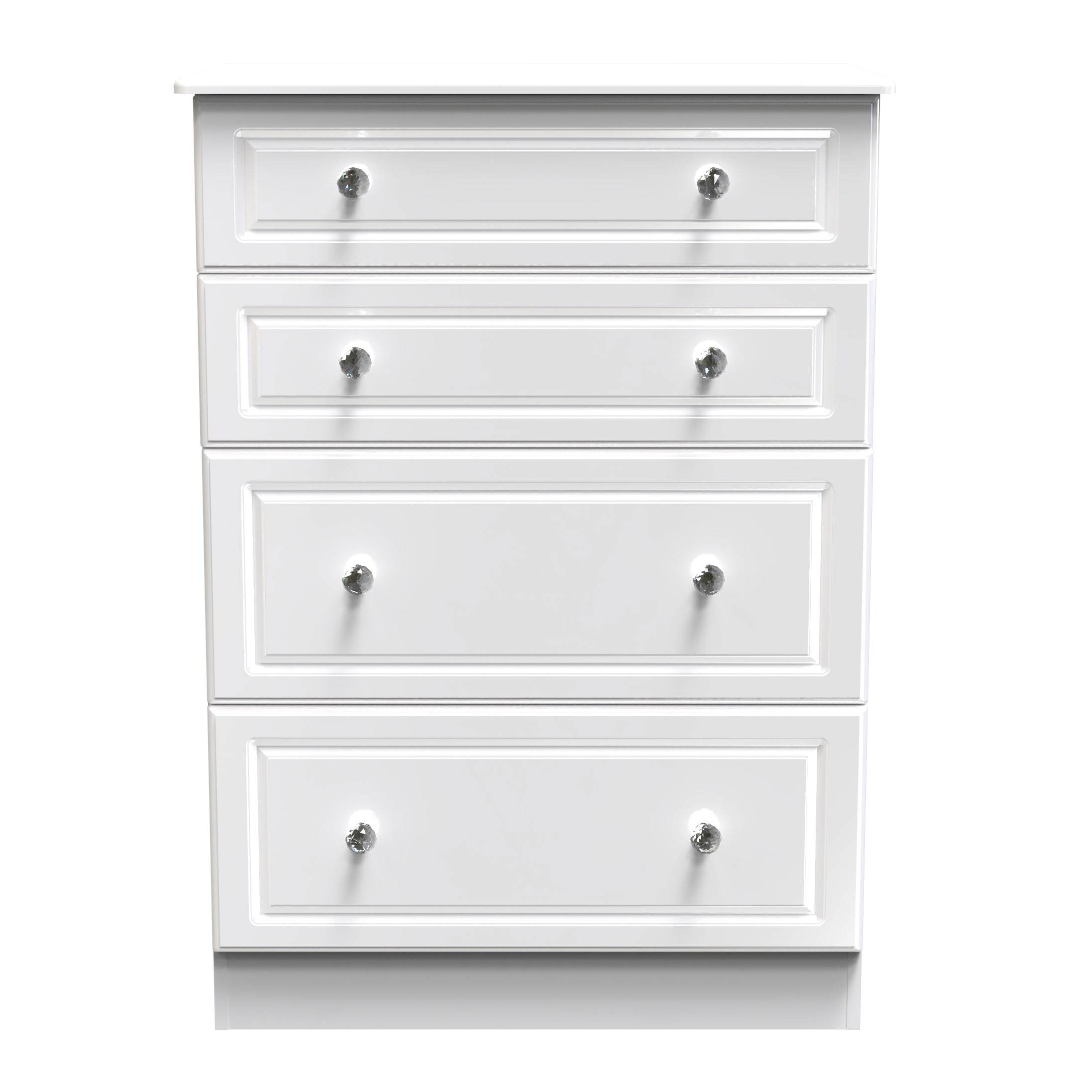 Image of Lisbon Ready Assembled Chest Of Drawers with 4 Drawers - White Gloss & White WAS 169