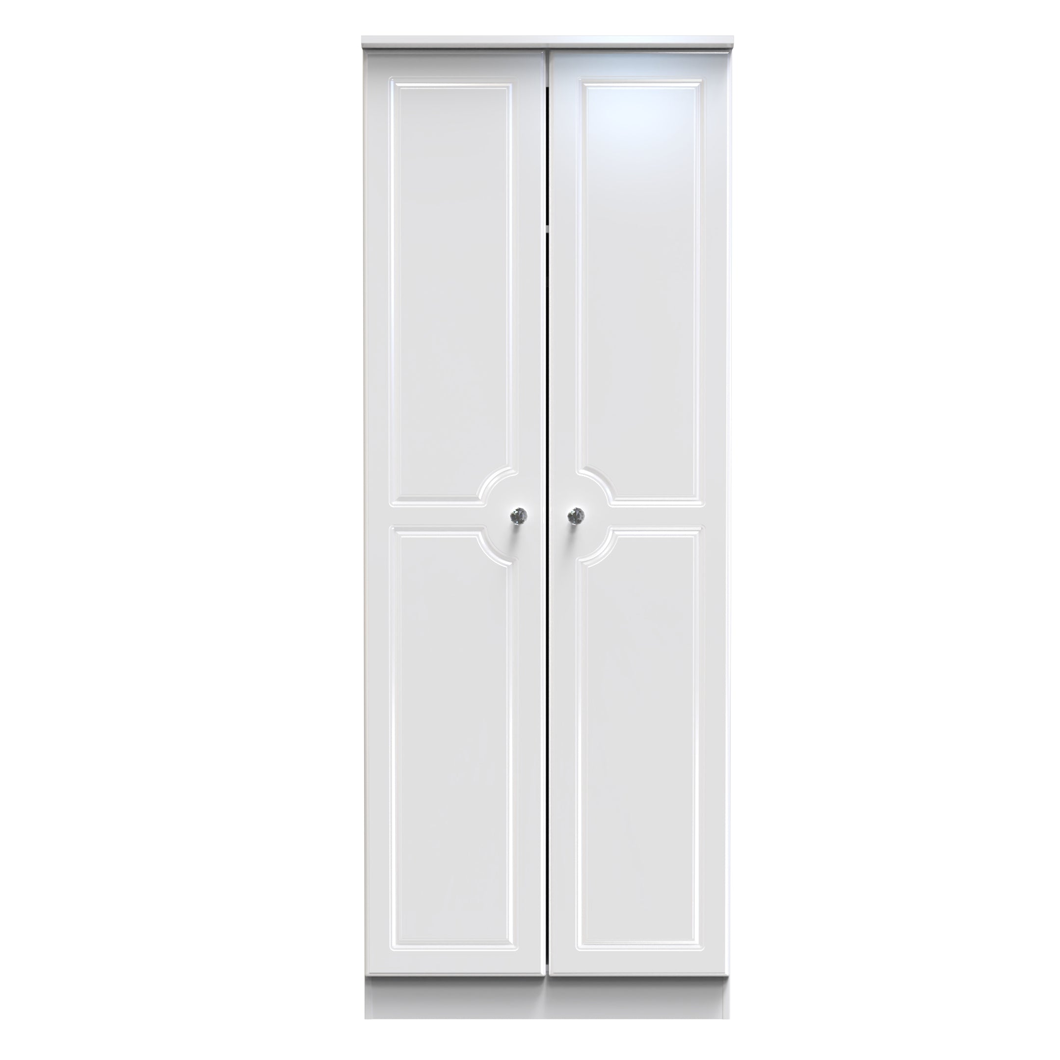 Lisbon Ready Assembled Wardrobe with 2 Doors - White Gloss & White - Lewis’s Home  | TJ Hughes