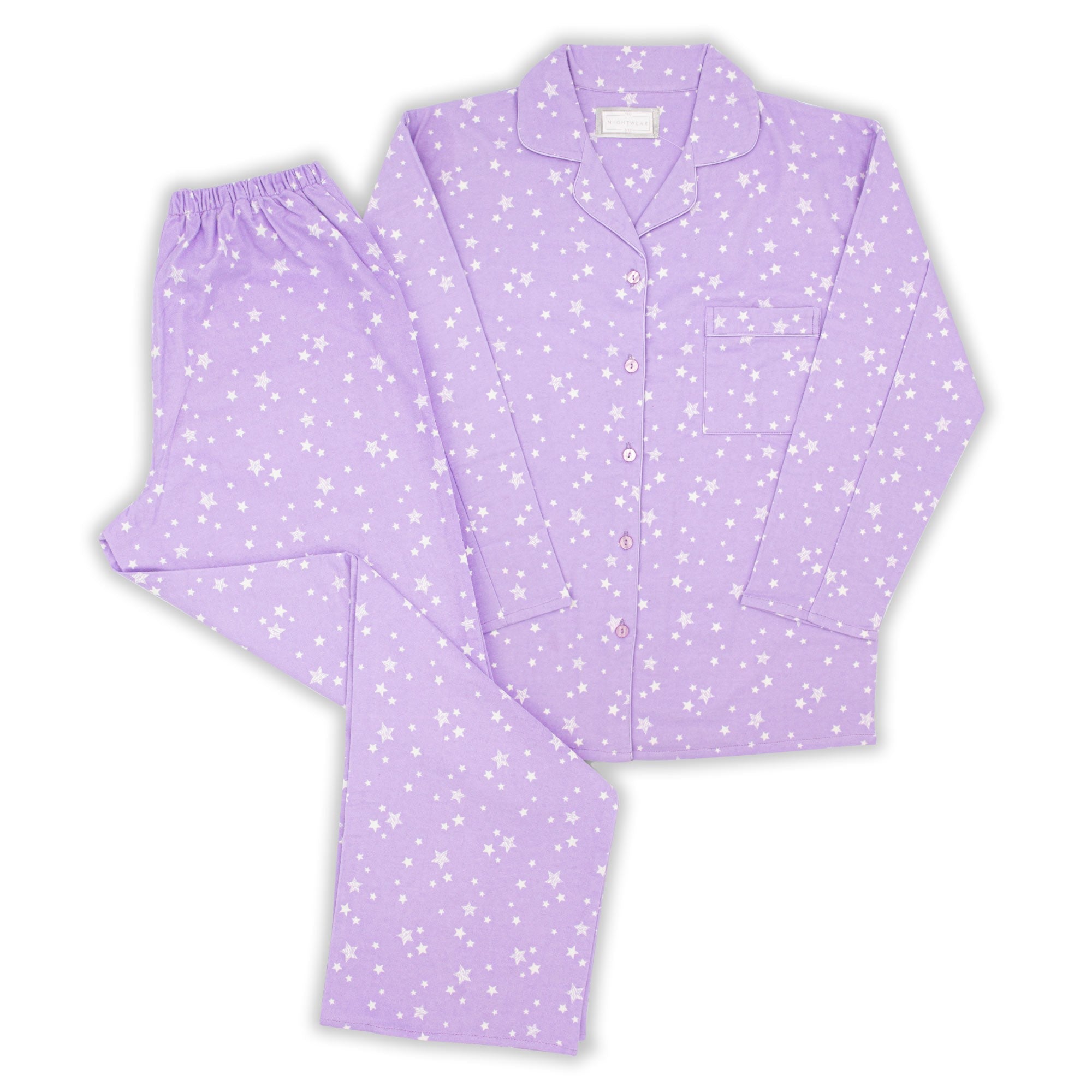 Tru Ladies Star Flannel Pyjama - Lilac - 8/10  | TJ Hughes