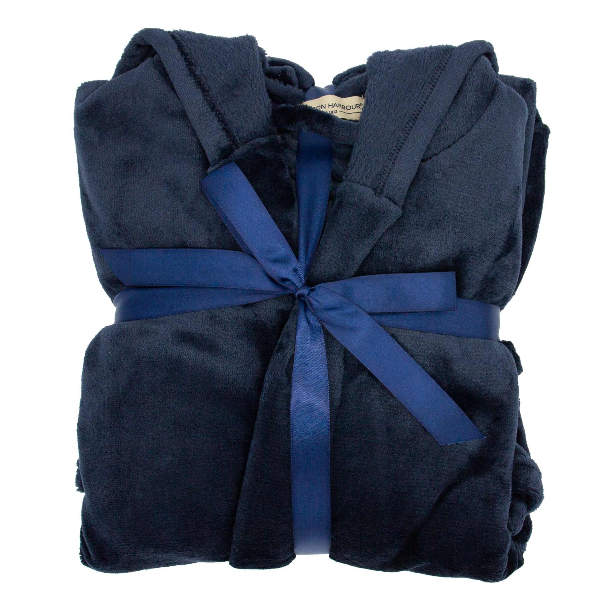 Hutson Harbour Hooded Robe - Navy - LARGE  | TJ Hughes