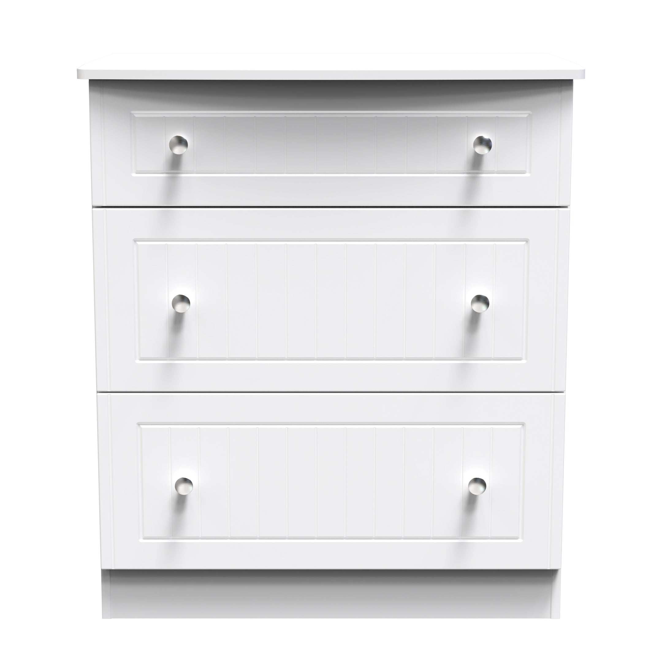 Monroe Ready Assembled Chest Of Drawers with 3 Drawers - White Matt / White - Lewis’s Home  | TJ Hughes
