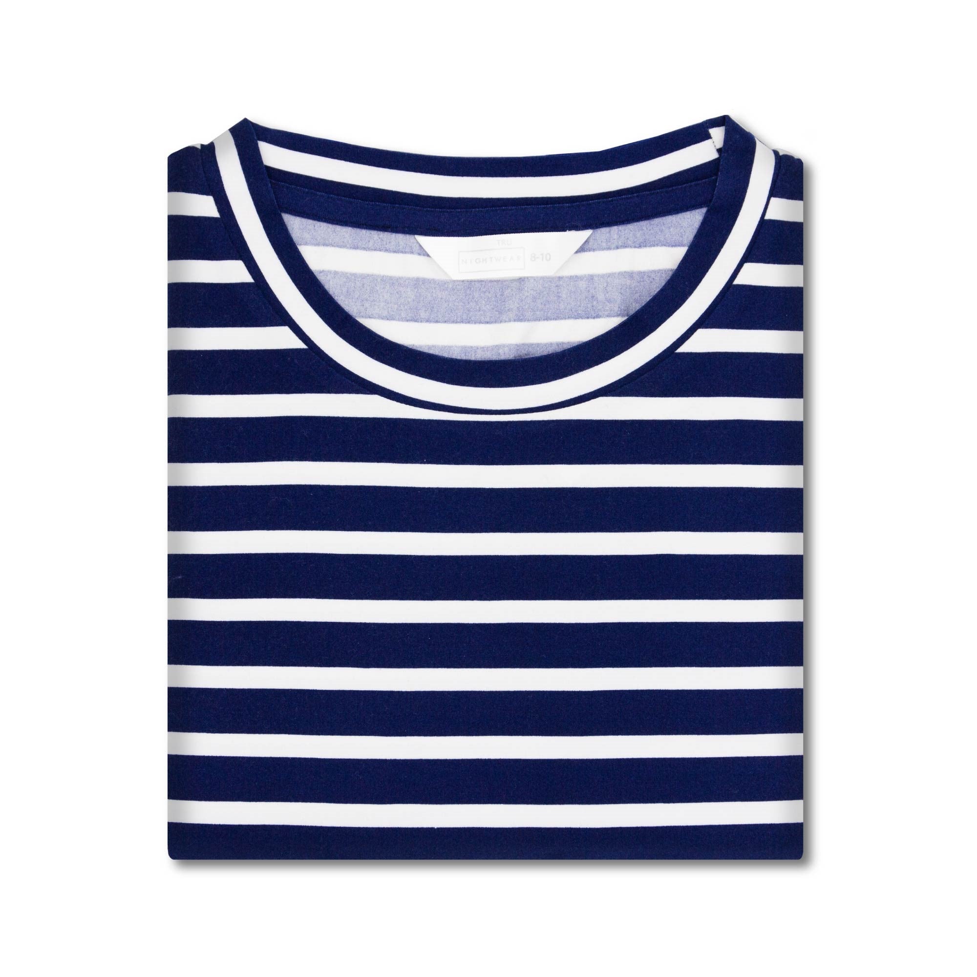 Tru Ladies Navy Stripe Jersey Pyjama - Navy - 16/18  | TJ Hughes