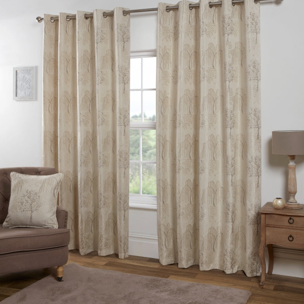 Lewis’s Orchard Patterned Eyelet Curtains - Ivory - 167cm (66") X 137cm (54")  | TJ Hughes