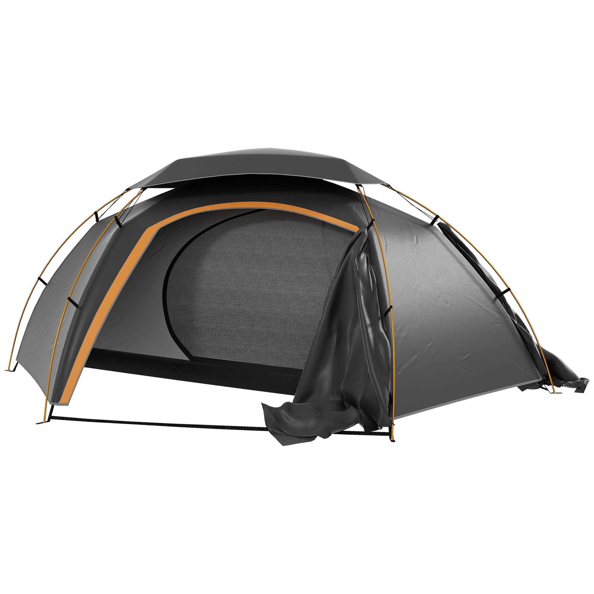 Outsunny Camping Tent Dome Tent with Removable Rainfly for 1-2 Man - Grey | TJ Hughes Dark Grey