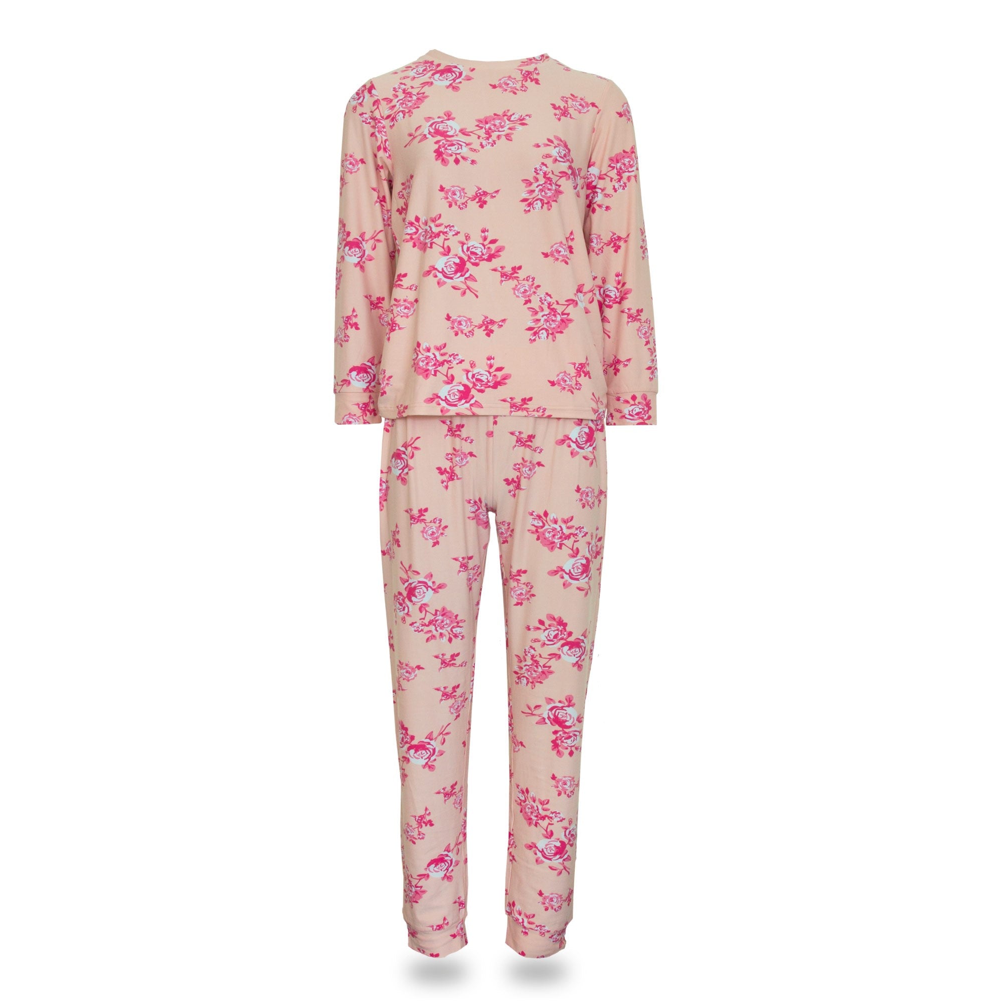 Tru Ladies Floral Jersey Pyjama - Pink - 16/18  | TJ Hughes