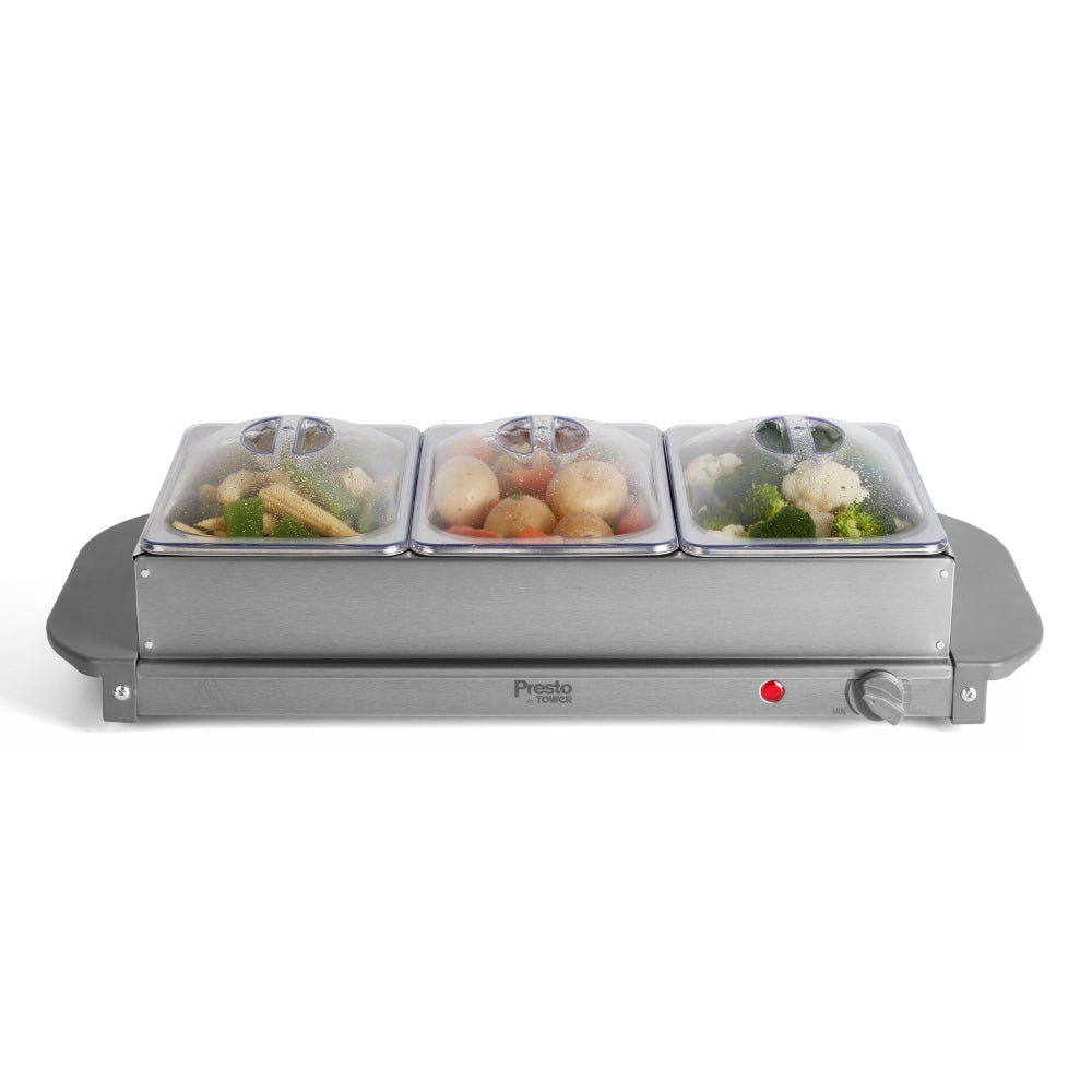 Tower Presto Buffet Server 3 Tray - Stainless Steel