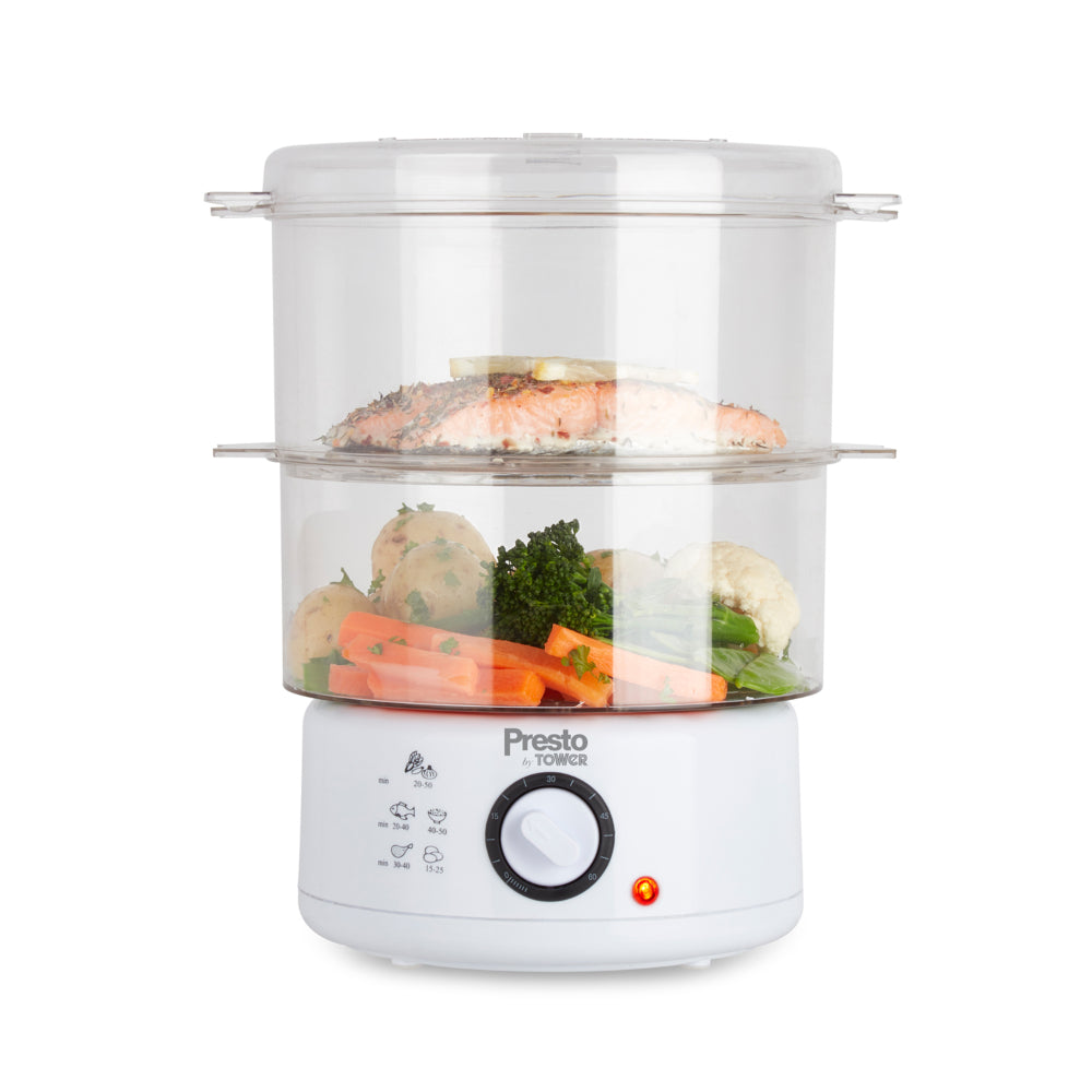 Tower Presto Steam Cooker 2 Tier  - White  | TJ Hughes