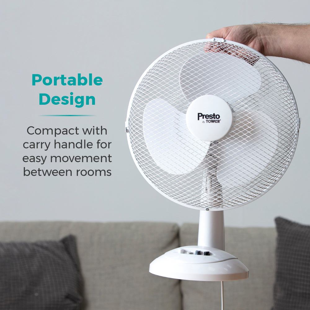 Tower Presto Desk Fan 12"  - White  | TJ Hughes