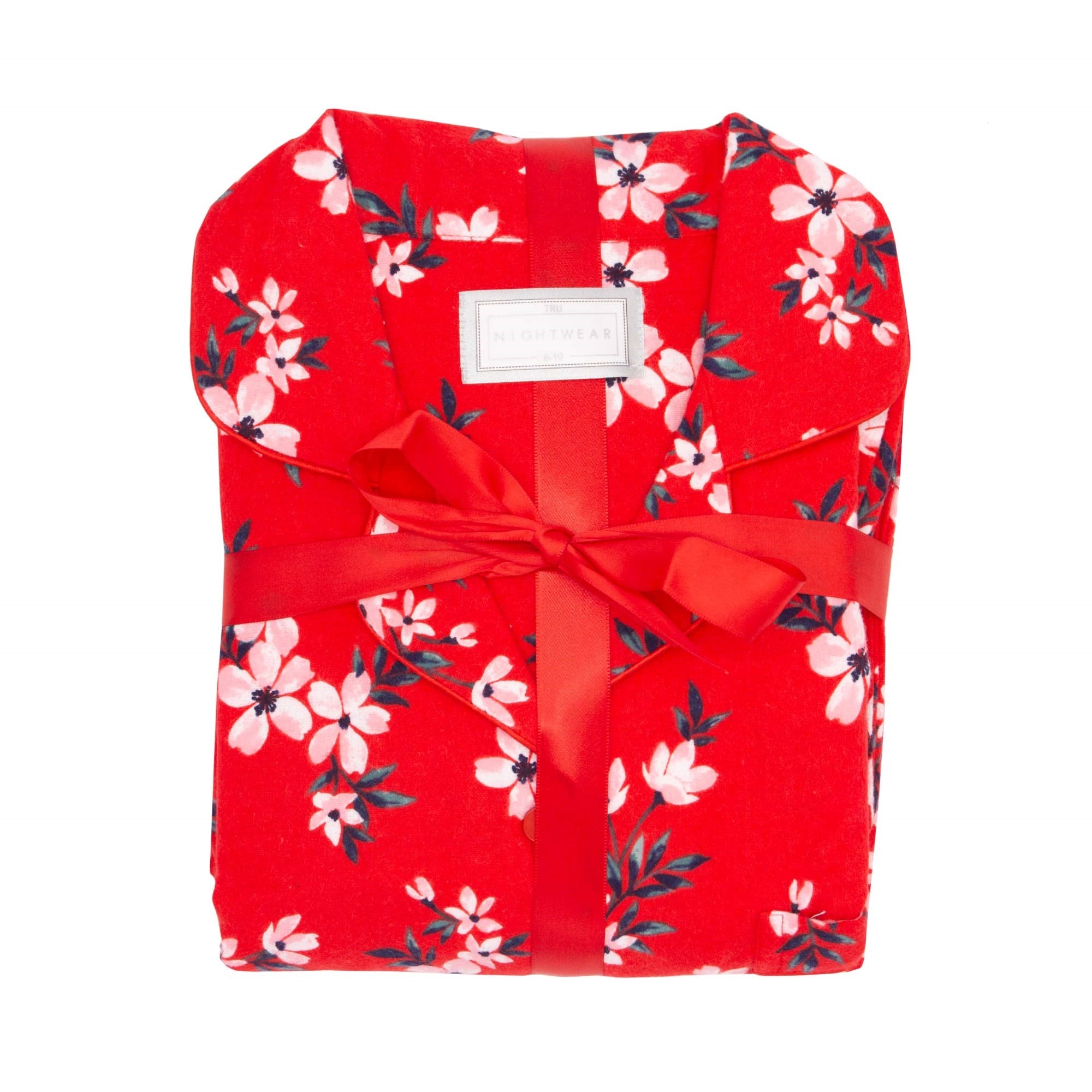 Tru Ladies Floral Flannel Pyjama  - Red - 8/10  | TJ Hughes