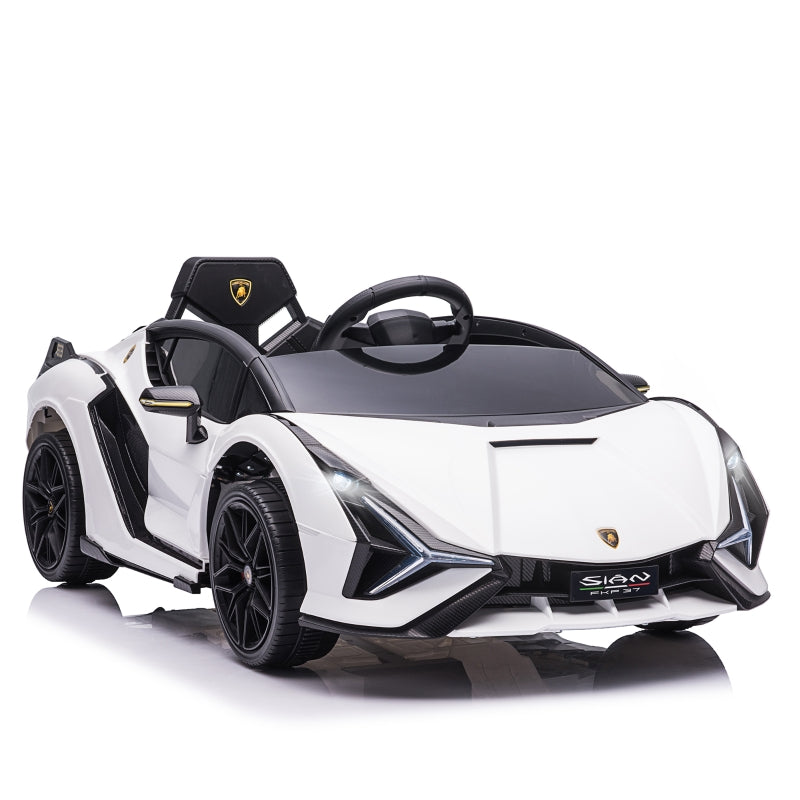 HOMCOM Kids Electric Ride On Car Lamborghini Sian - White  | TJ Hughes