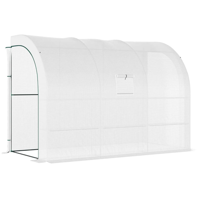 Outsunny Lean To Greenhouse 300 x 150 x 213 cm - White  | TJ Hughes