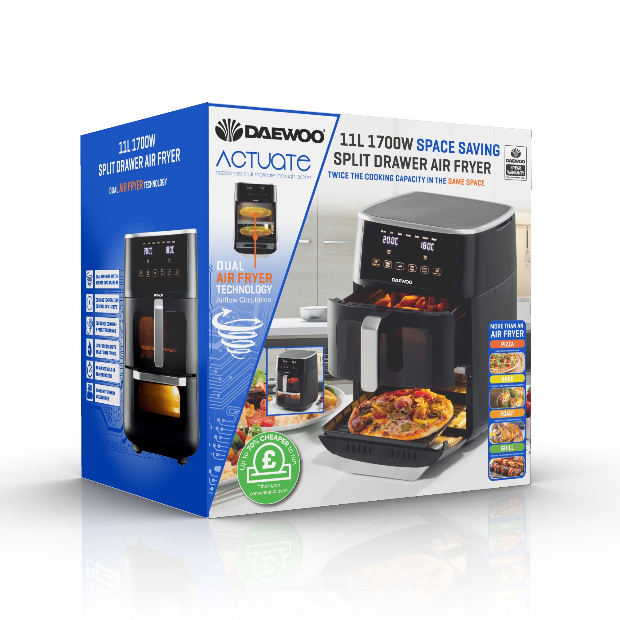 Daewoo 11l 1700w Airfryer And Oven