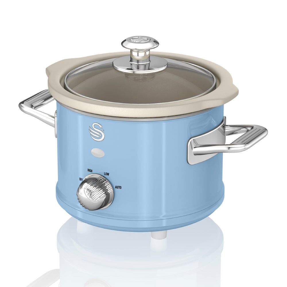 Swan Slow Cooker Retro Blue 1.5L - Blue