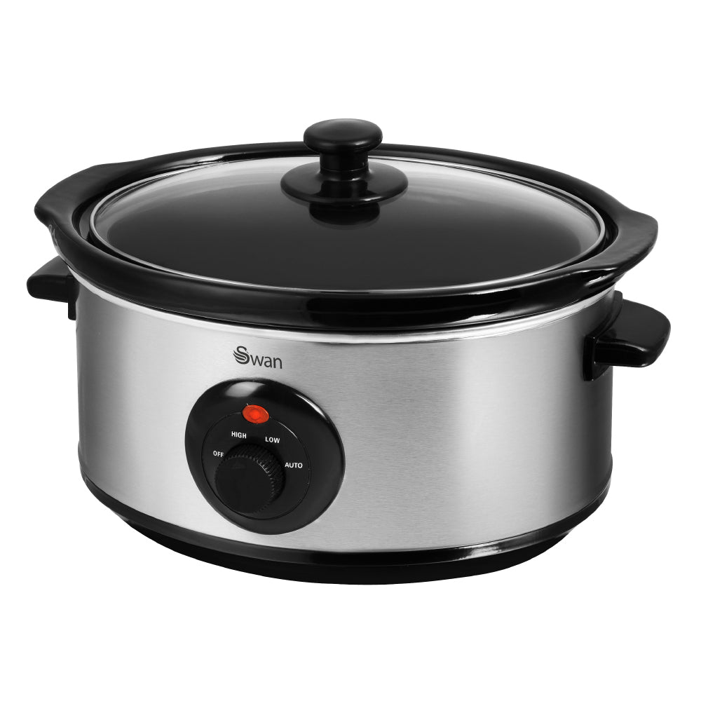 Swan Slow Cooker 3.5L  - Stainless Steel  | TJ Hughes Silver