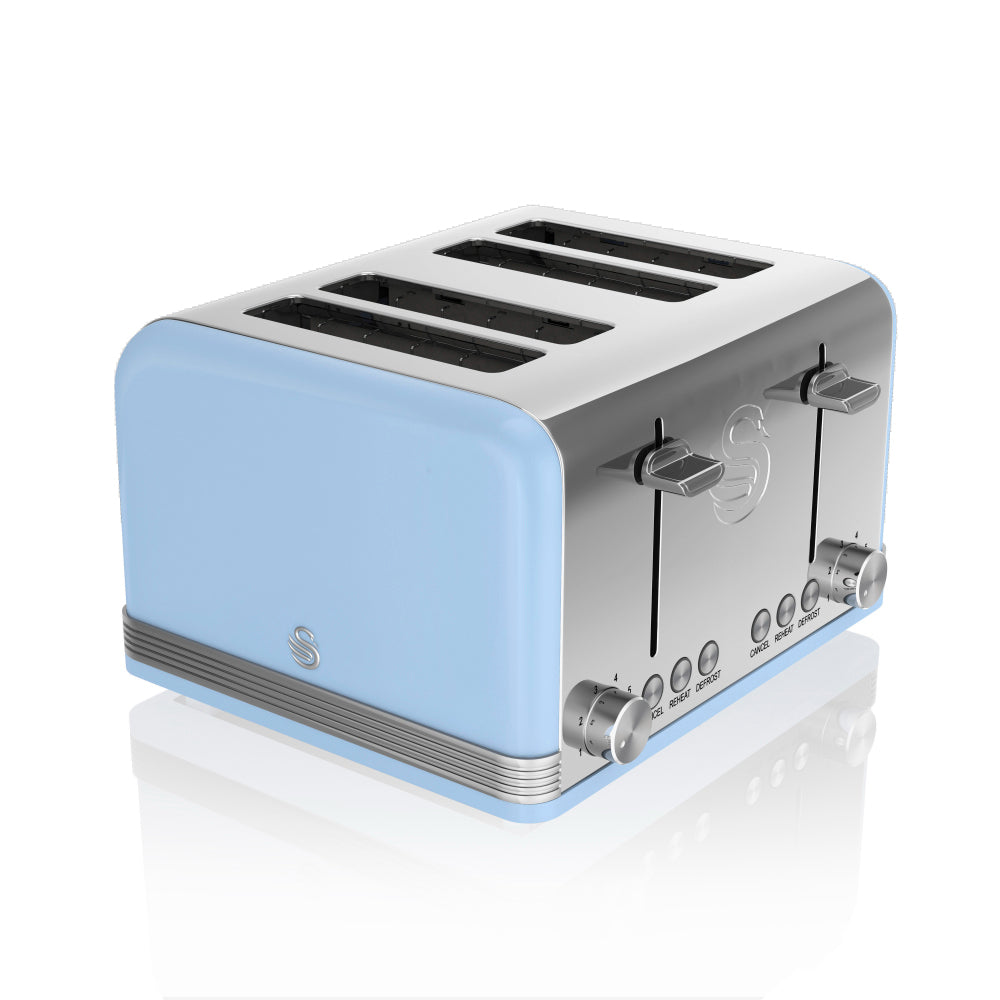 Swan Retro 4 Slice Toaster - Blue