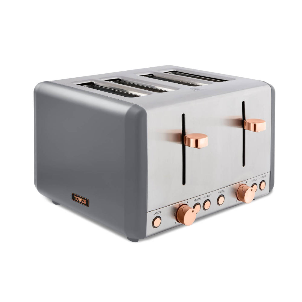 Tower Cavaletto 4 Slice Toaster - Grey