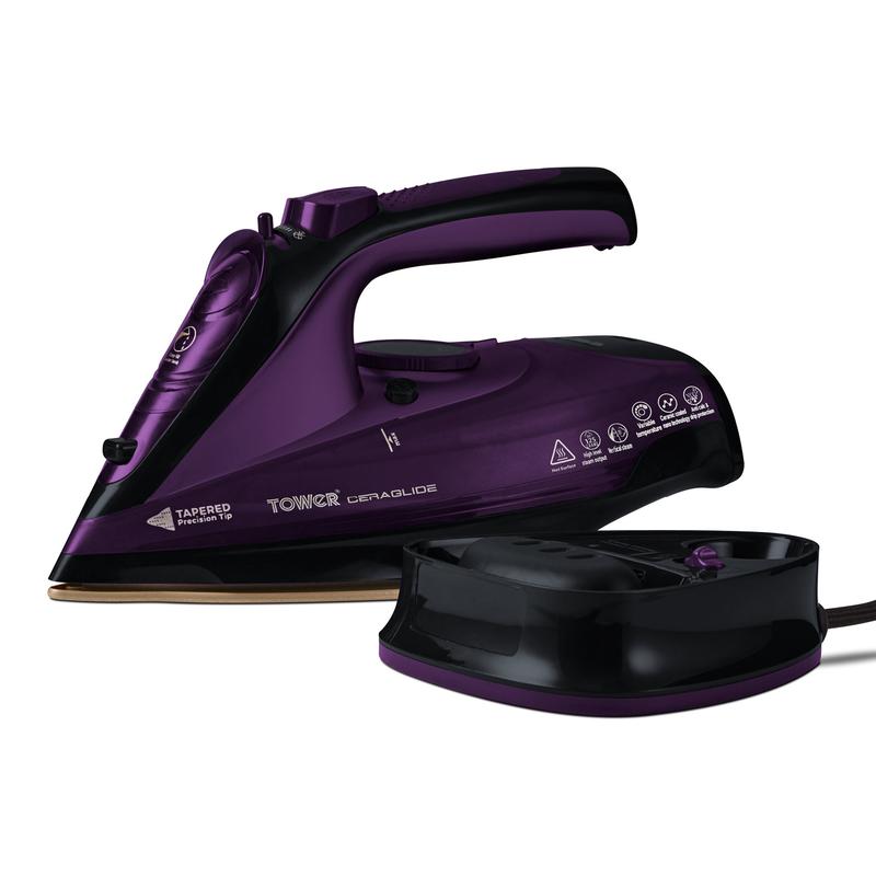 Tower Ceraglide Cord Cordless Iron 2400w  - Purple  | TJ Hughes