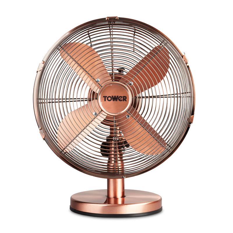 Tower Metal Desk Fan 12" - Copper