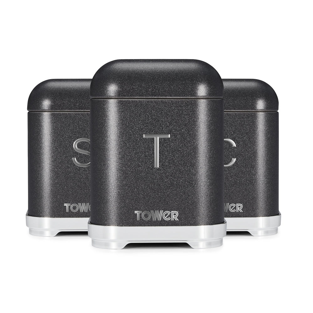 Tower Glitz Set of 3 Canisters Noir - Black