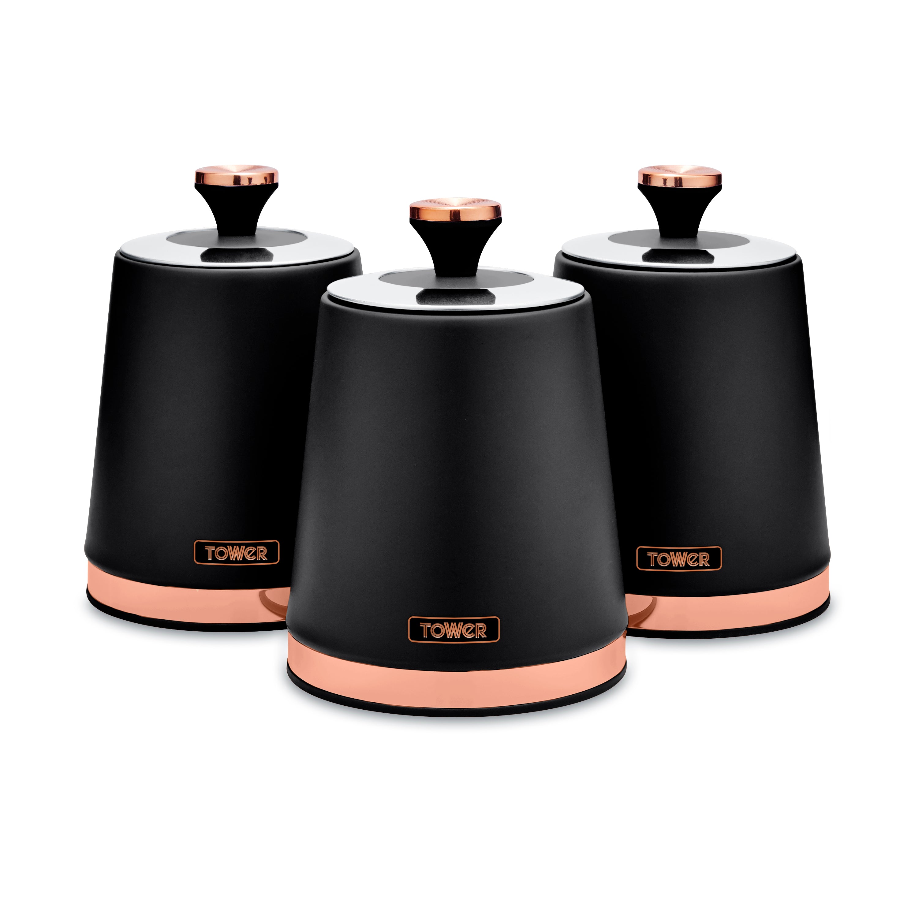Tower Cavaletto Set of 3 Canisters - Black