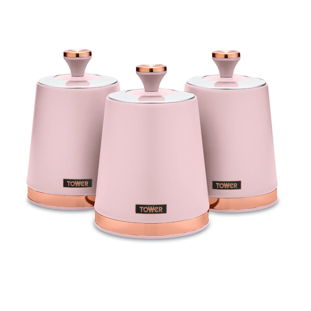 Tower Cavaletto Set of 3 Canisters  - Pink  | TJ Hughes