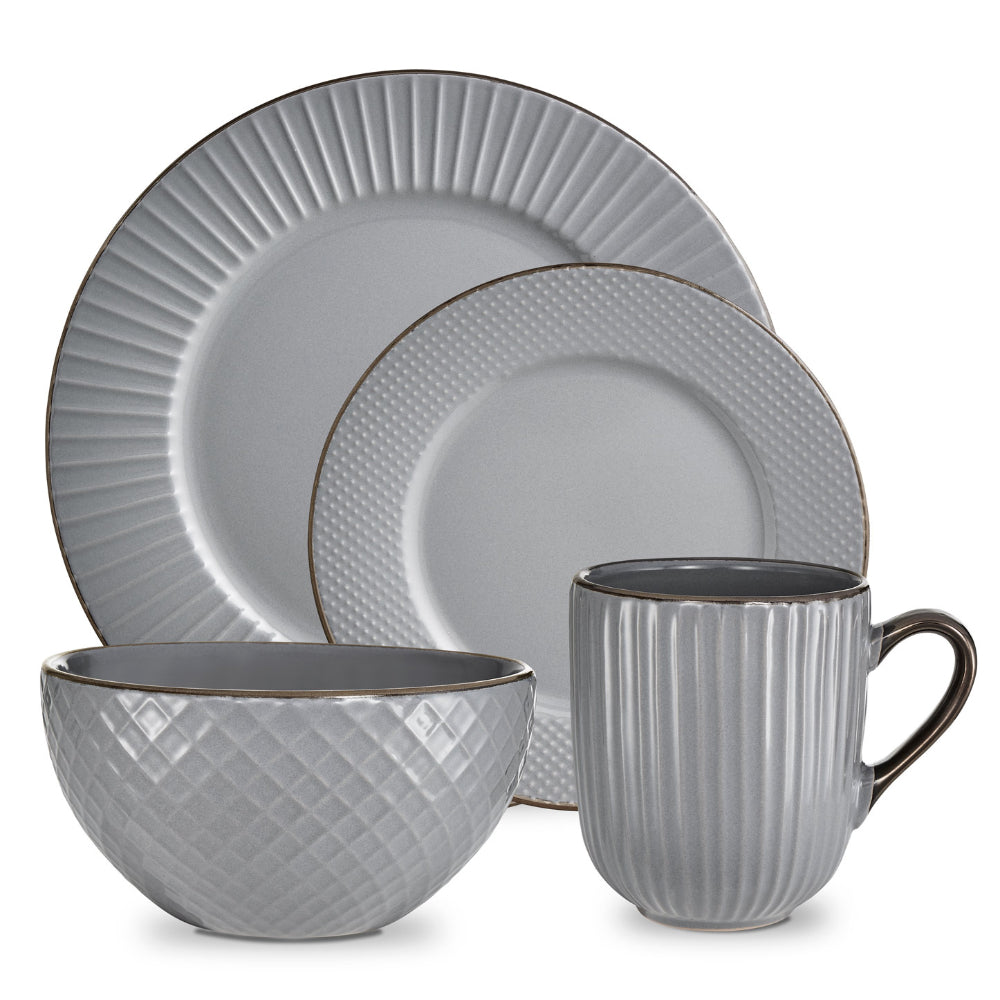 Tower Dinnerware Set 16 Piece  - Grey  | TJ Hughes