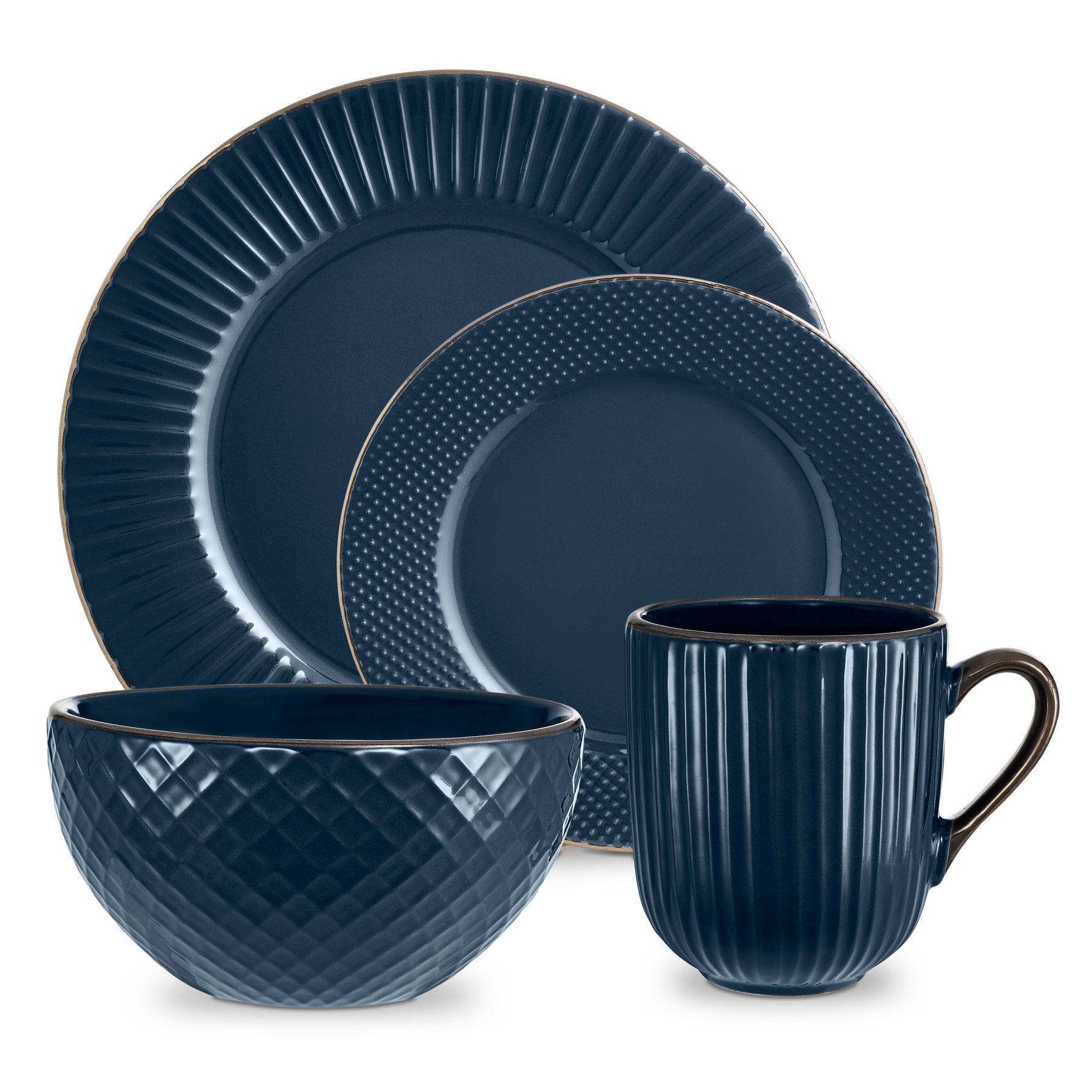 Tower Dinnerware Set 16 Piece  - Blue  | TJ Hughes