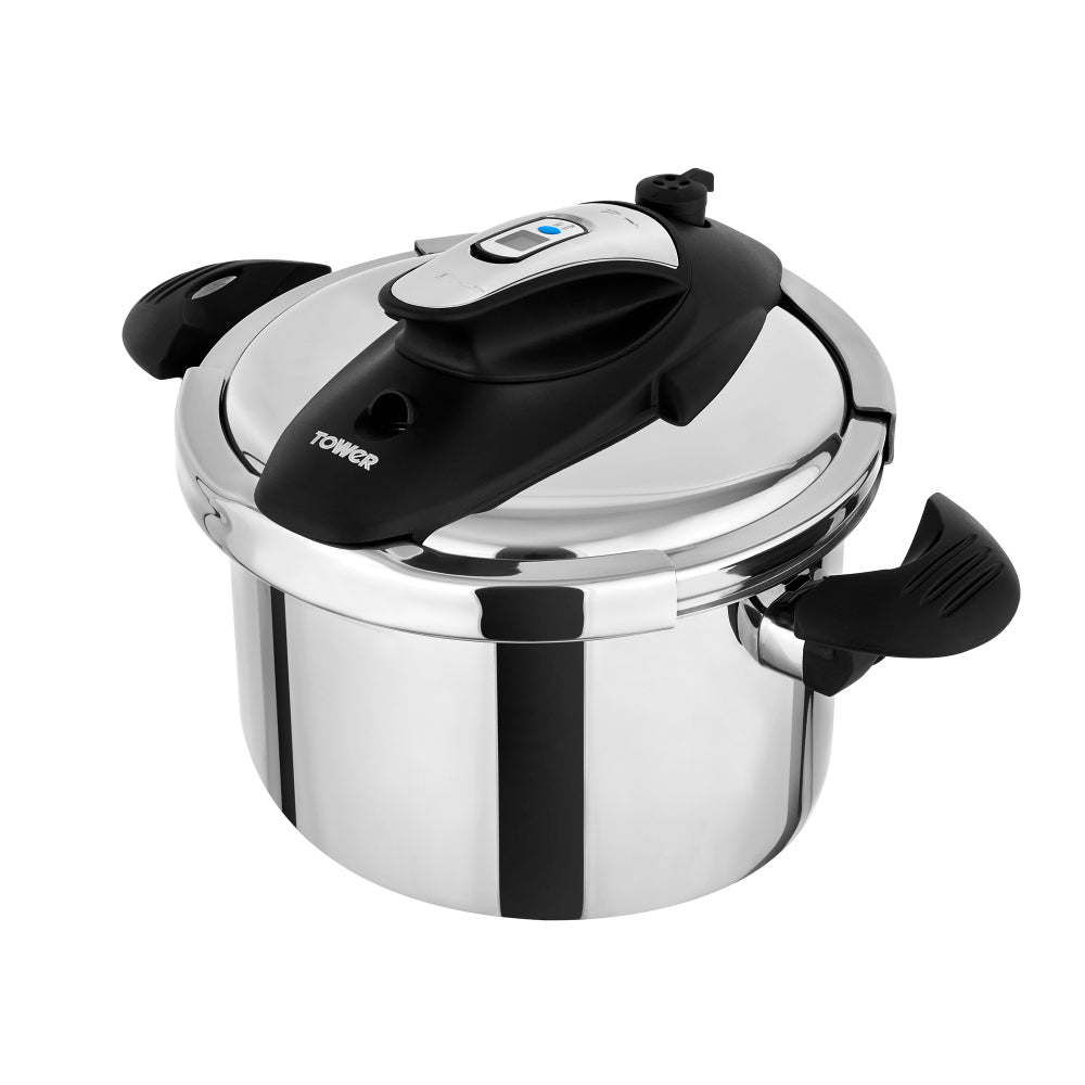Tower One-Touch Ultima Pressure Cooker 6L 22cm  - Steel  | TJ Hughes Silver