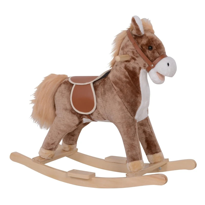 HOMCOM Children’s Rocking Horse - Brown and White  | TJ Hughes