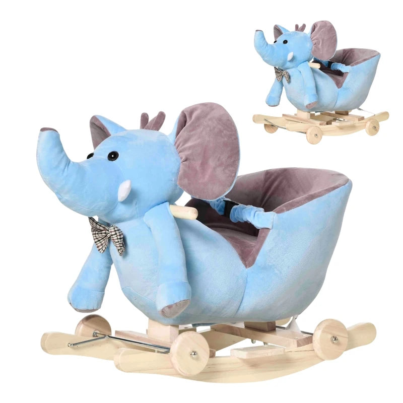 HOMCOM Children’s Rocking Elephant - Blue  | TJ Hughes