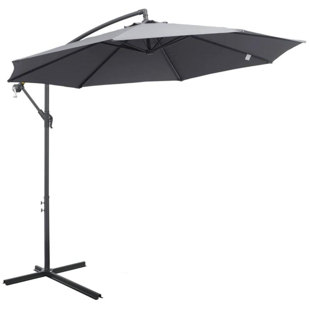 Outsunny Garden Banana Parasol with Cantilever Umbrella 3m - Grey  | TJ Hughes