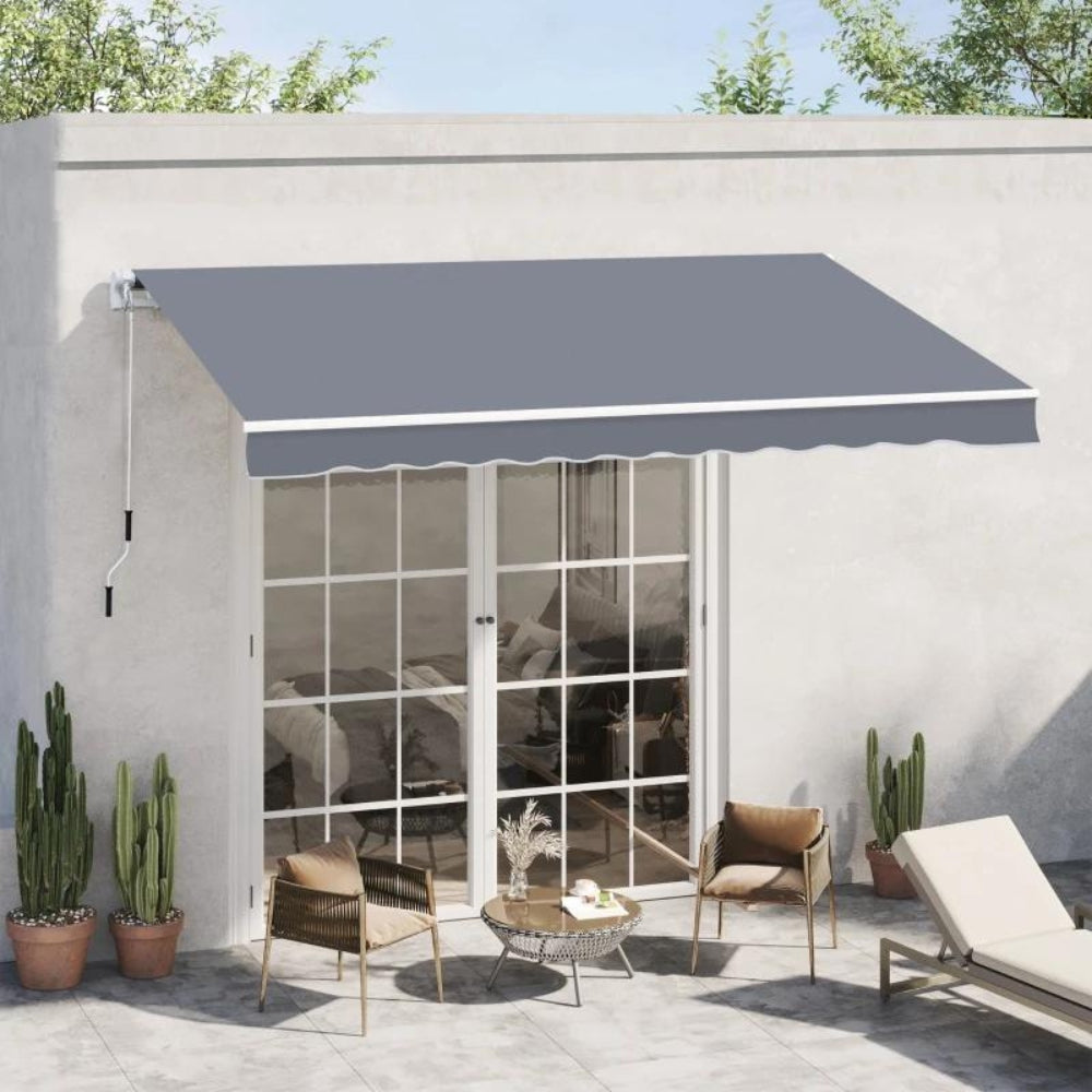 Outsunny Garden Sun Shade Canopy Retractable Awning 4 x 3m - Grey  | TJ Hughes