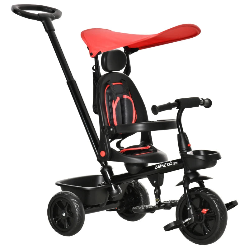 HOMCOM Baby Tricycle 4in1 Stroller with Handle - Red  | TJ Hughes