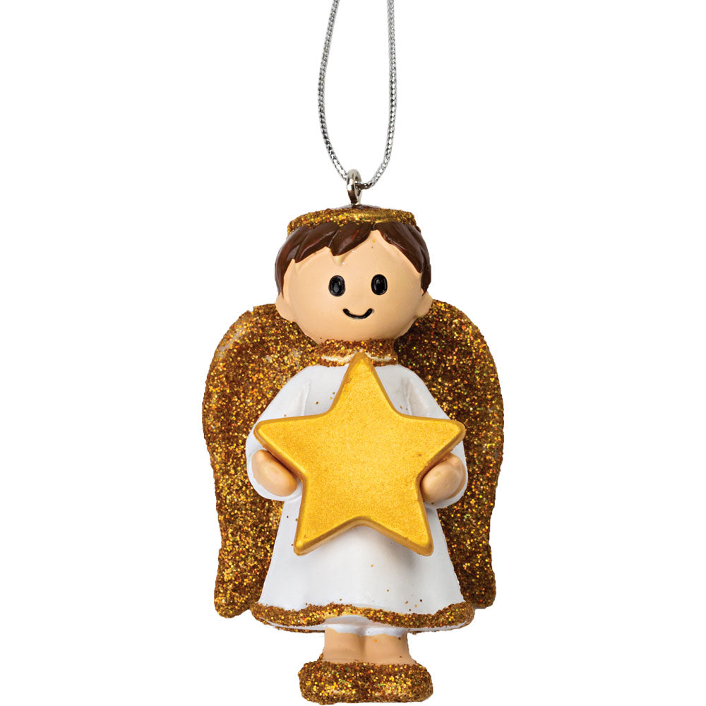 Personalised Christmas Decoration - Gold Angel Ornament - Boy - Charlie