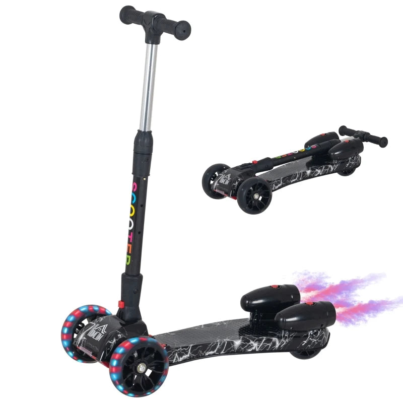 HOMCOM Kids 3 Wheel  Scooter with  Water Spray -  Black  | TJ Hughes