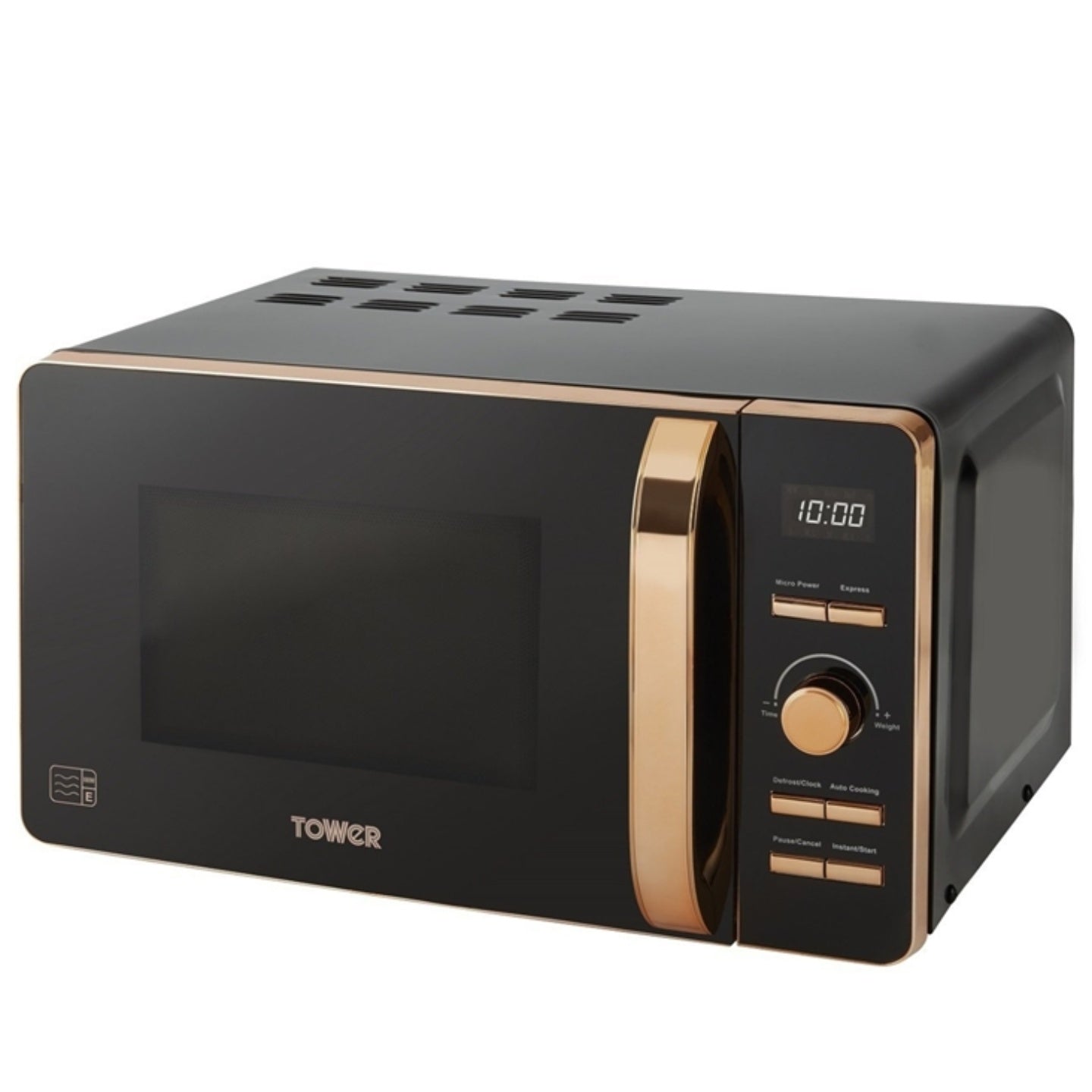 Tower Rose Gold Microwave 20L  - Black  | TJ Hughes