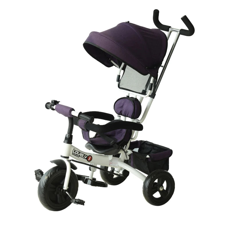 HOMCOM Baby Tricycle with Handle - White Purple  | TJ Hughes