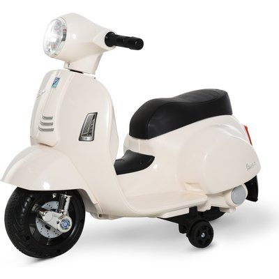 HOMCOM Kids Electric Ride on Motorcycle Trike Vespa 6v - White  | TJ Hughes