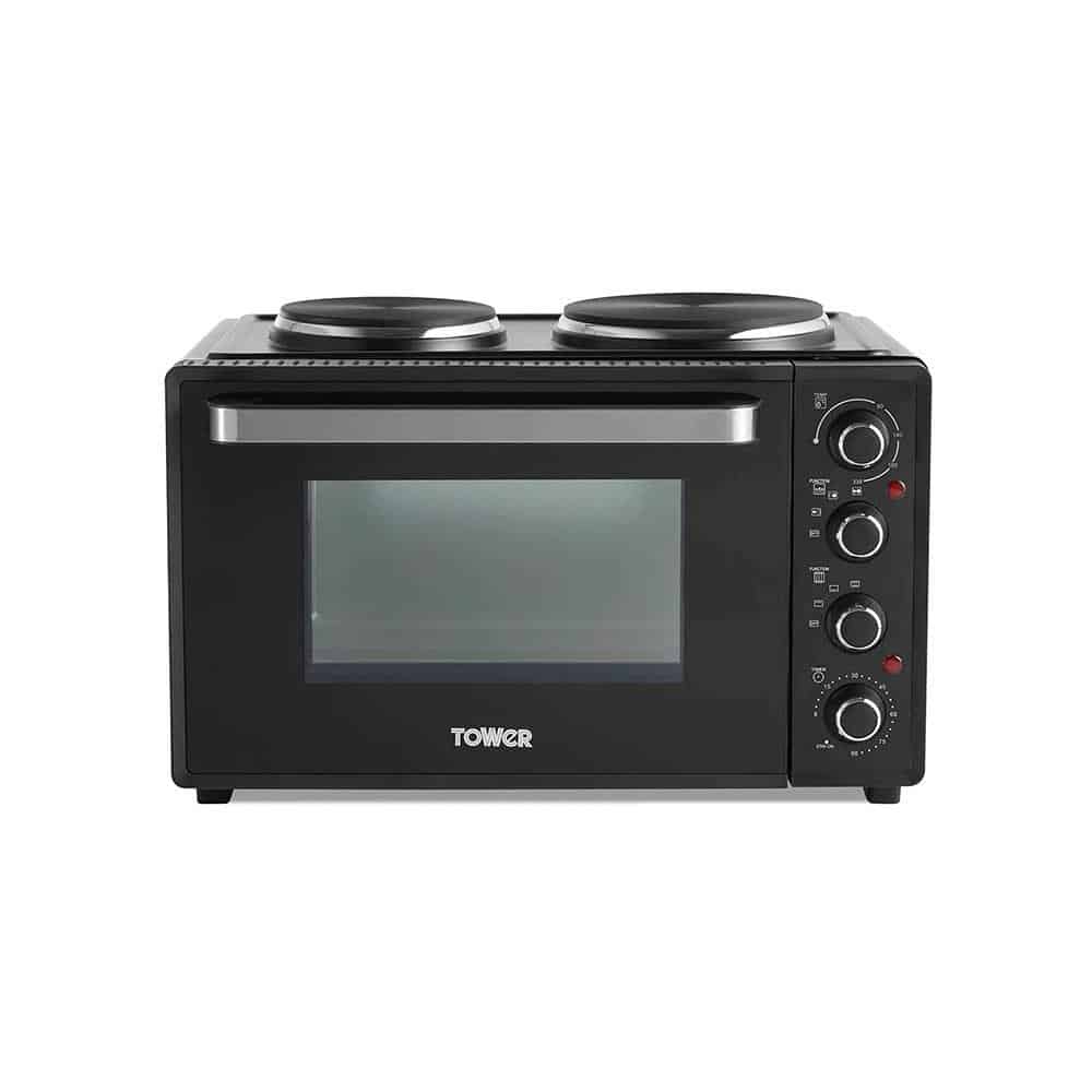 Tower Mini Oven with Hot Plates 32L  - Black  | TJ Hughes