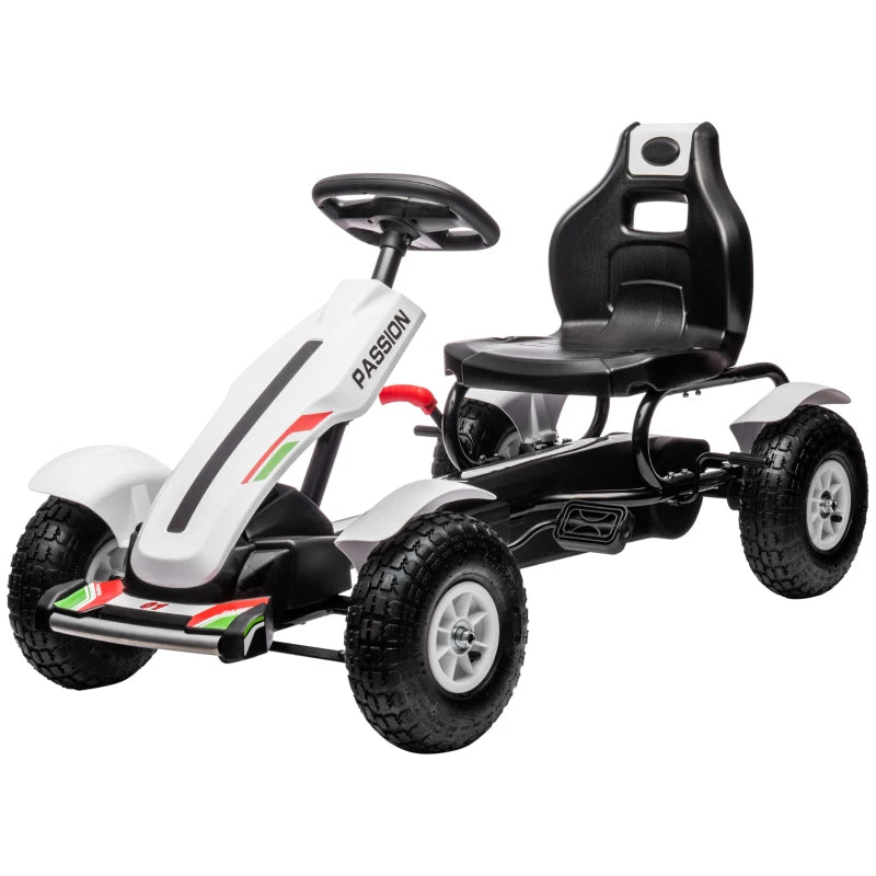 HOMCOM Children Pedal Go Kart for Ages 5-12 Years - White  | TJ Hughes