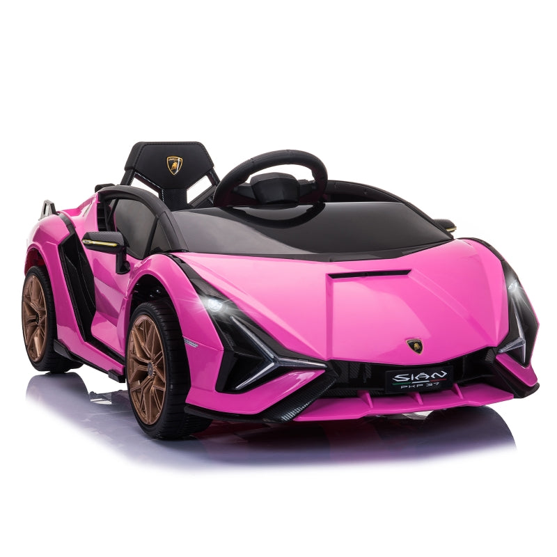 HOMCOM Kids Electric Ride On Car Lamborghini Sian - Pink  | TJ Hughes