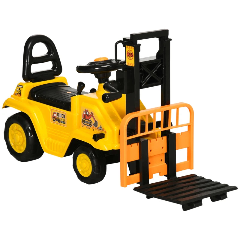 HOMCOM Kids Ride on Forklift Trust with Fork and Tray - Yellow  | TJ Hughes
