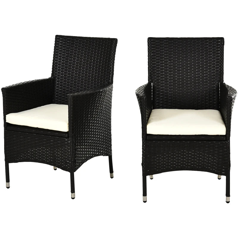 Outsunny Rattan Dining Chair Set - Dark Coffee  | TJ Hughes