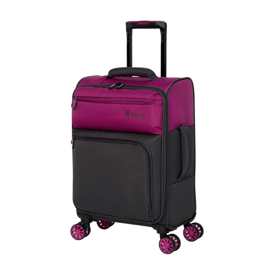 It Luggage Suitcase Megalite Duo-Tone 8 Wheel Eva Luggage - Fuchsia & Magnet - Cabin  | TJ Hughes
