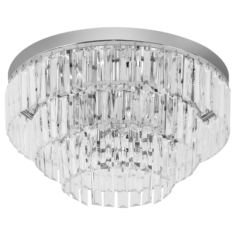 HOMCOM Round Crystal Ceiling Lamp 7 Lights Chandelier Mounted Fixture For Living Room Dining Room Hallway Modern  | TJ Hughes