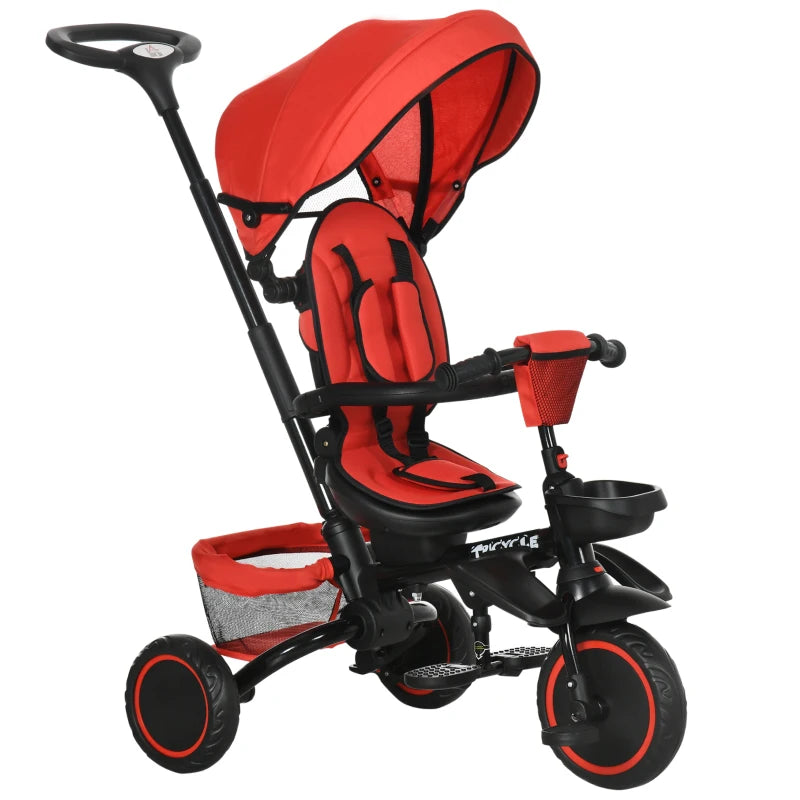 HOMCOM Baby Tricycle 7in1 Stroller with Handle - Red  | TJ Hughes