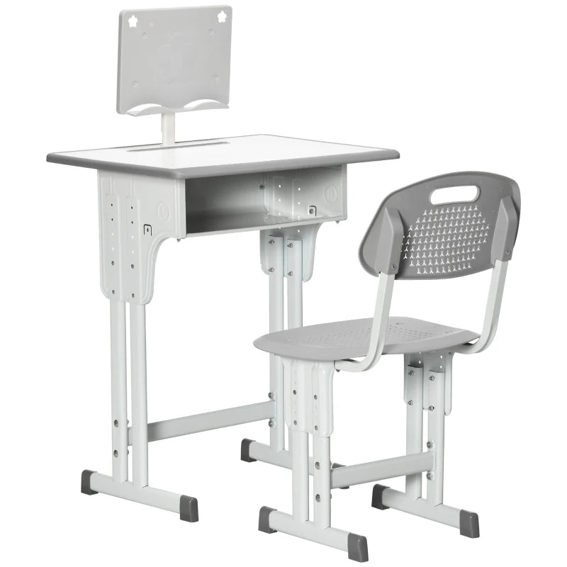 HOMCOM Kids Adjustable Desk and Chair Set - Grey  | TJ Hughes