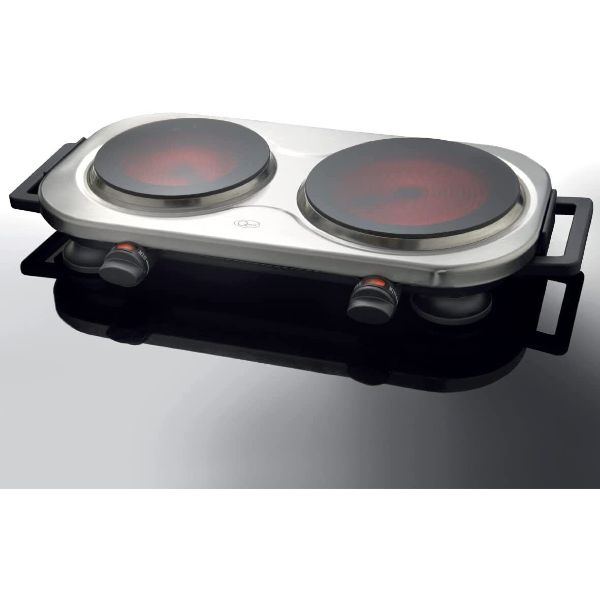 Quest Double Hot Plate Ceramic Infrared - Black & Grey  | TJ Hughes